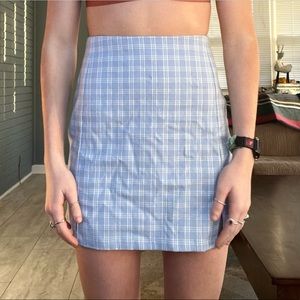 Brandy Melville baby blue plaid skirt